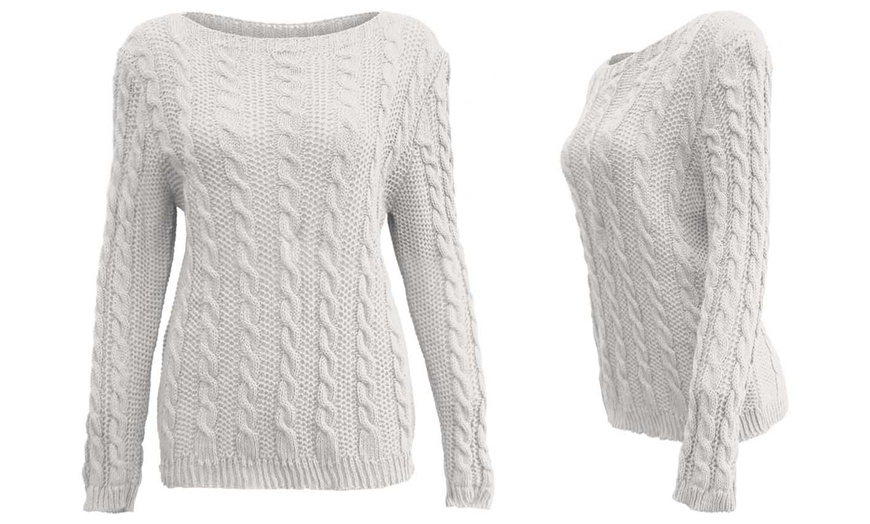 Image 6: Women's Long-Sleeved Cable Knit Jumper