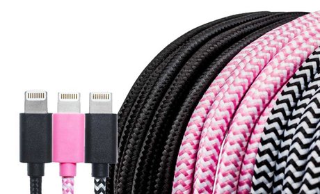 10 Ft Apple-Certified Braided Lightning Cable (1-, 2-, or 3-Pack)