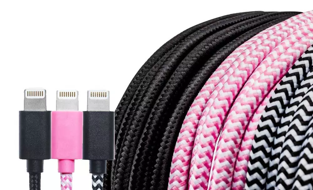 Purtech 10 Ft Apple-Certified Braided Lightning Cable (1-, 2-, or 3-Pack) - Primary Image