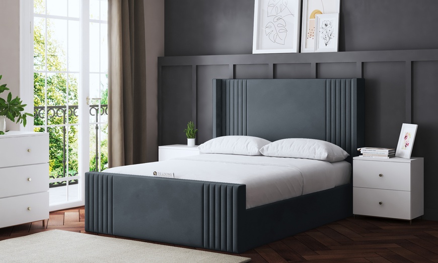 Image 9: Elara Wing Panel Ottoman Bed With Optional Mattress