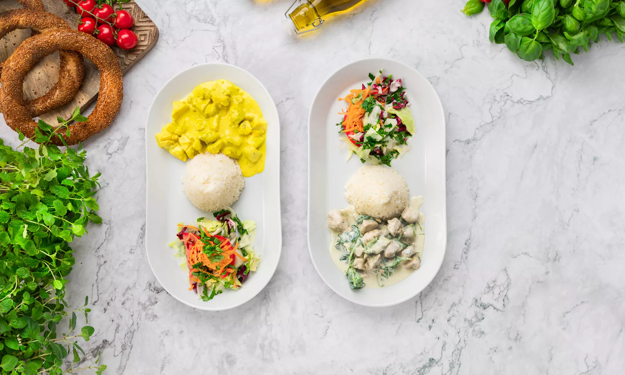 Hähnchen-Gericht & Dessert für 1, 2 oder 4 Personen