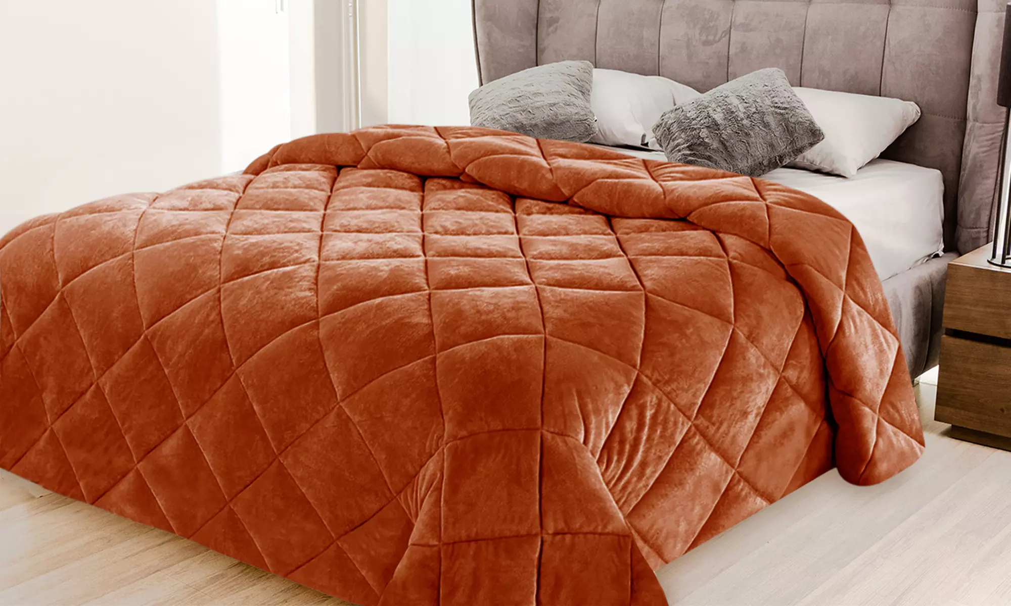 Trapunta matrimoniale in velluto Made in Italy