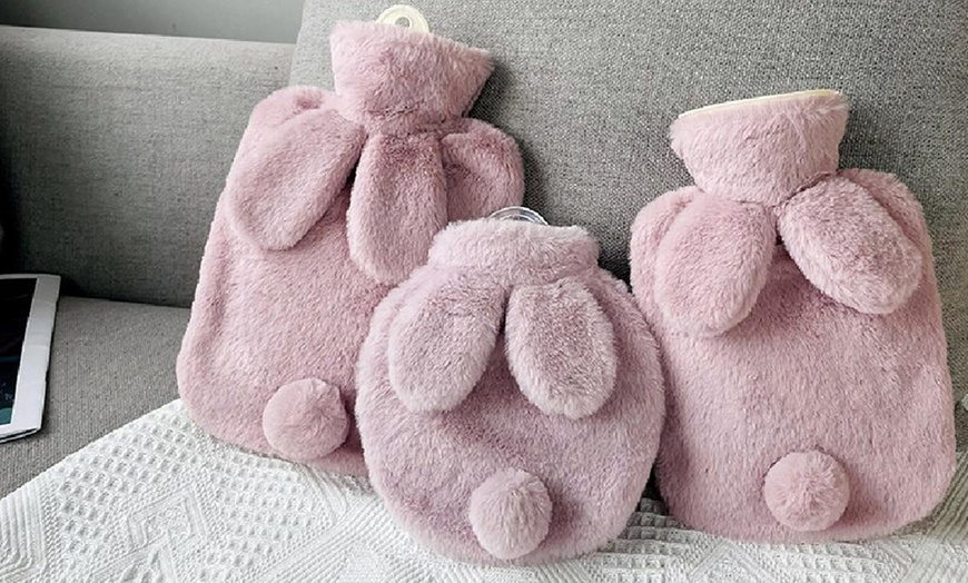 Image 5: Hot Water Bottle with Bunny Cover