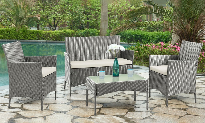 Image 3: Four-Piece Rattan Garden Set