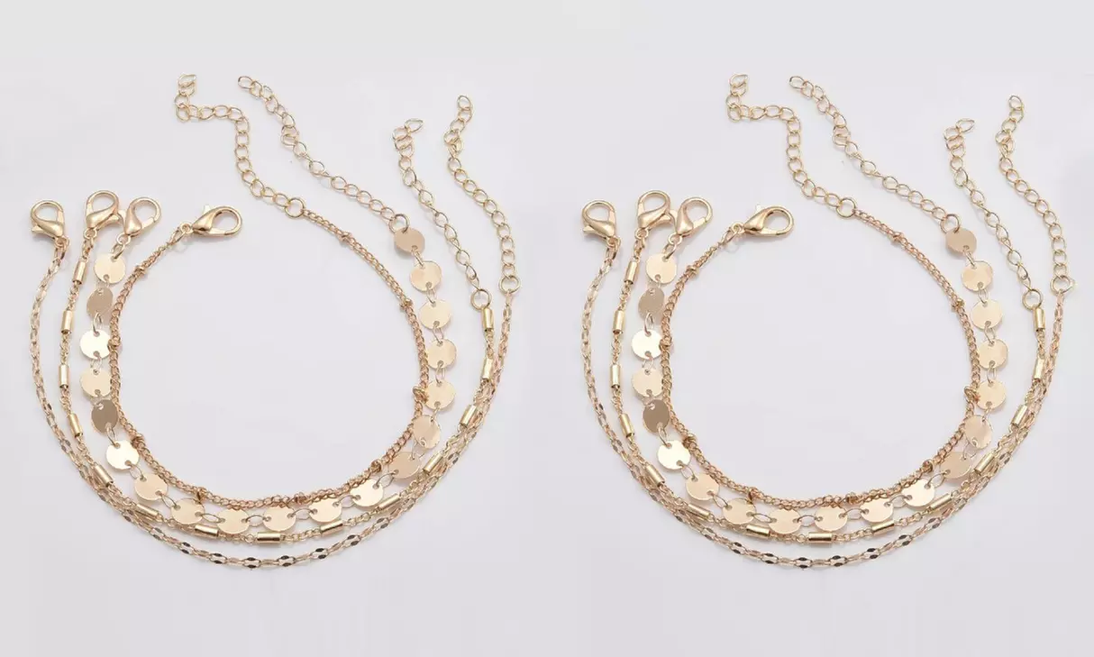 1x oder 2x 4er-Set Edelstahl-Armbänder für Damen