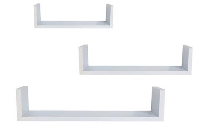 Image 5: Set of Three Floating Display Shelves with Wall Mounts