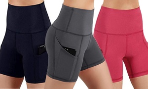 High-Waist Gym Shorts with Pocket