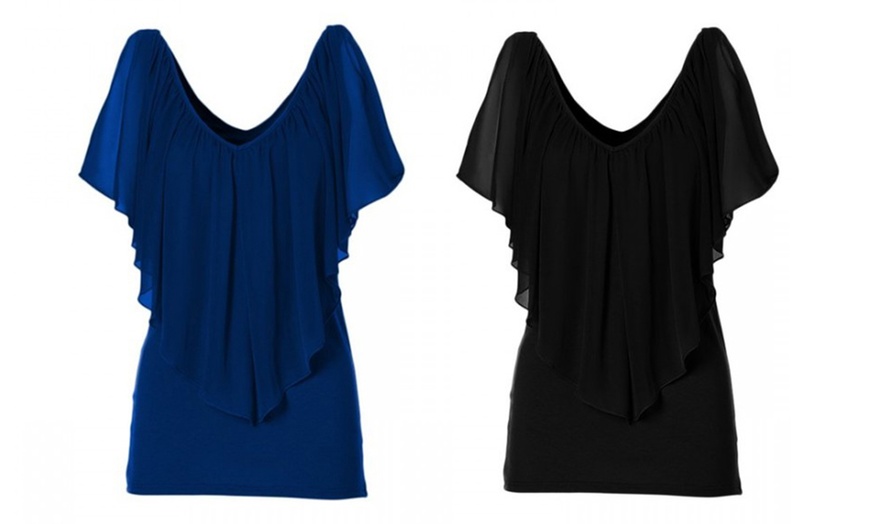 Image 5: Women's Chiffon Overlay Top