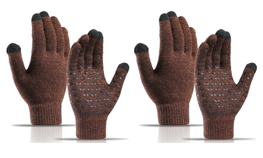 Image 10: Warm Knit Touchscreen Gloves