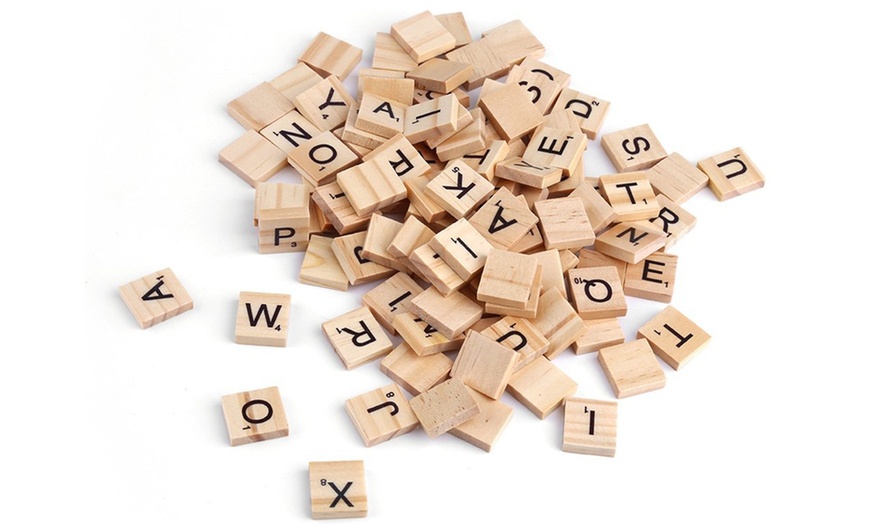 Image 1: Mixed Wooden Scrabble Tiles