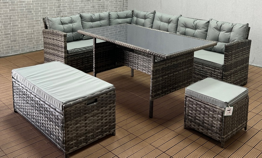 Image 2: Rattan-Effect Outdoor Set with Cover