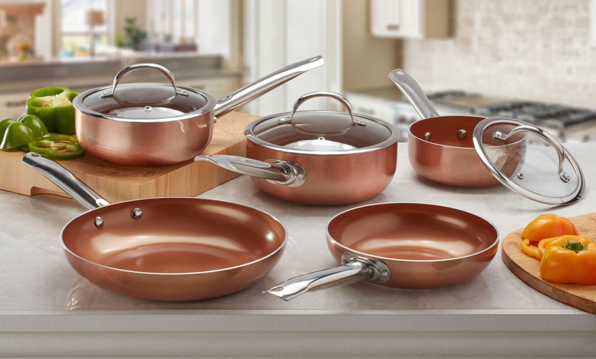 Image 1: Copper Ceramic Pan Set