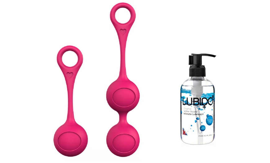 Image 2: Single and Double Weighted Kegel Balls with Optional Lubido Lube