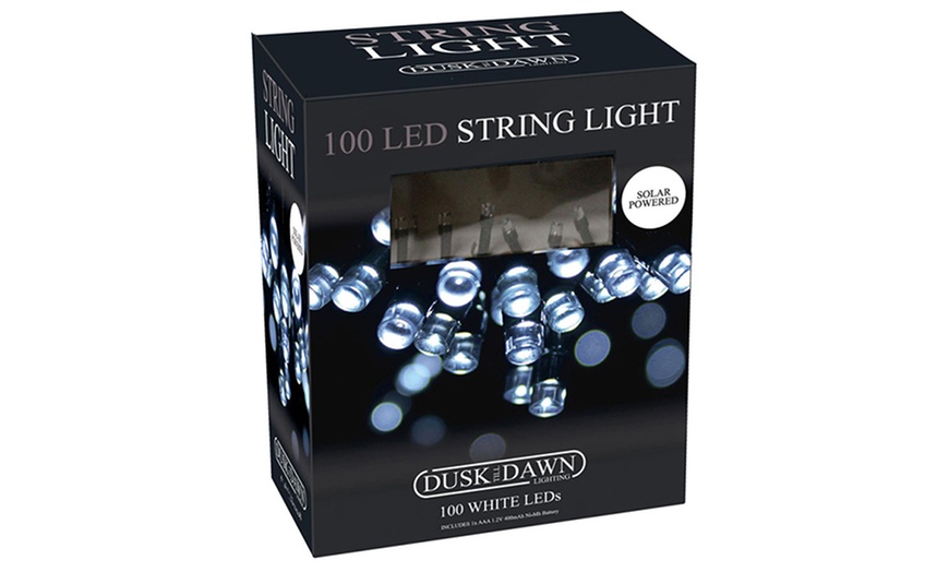 Image 3: 100 White LED Solar String Lights