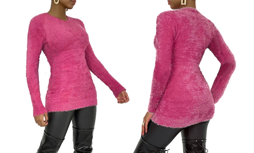 Image 8: Women's Long Sleeve Fluffy Jumper