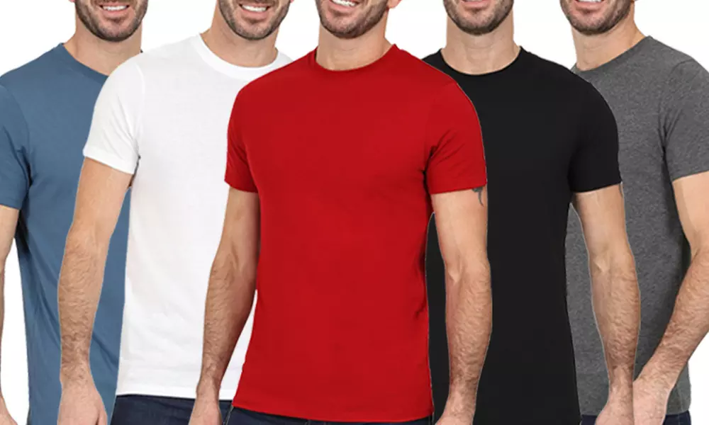 5er-Pack Herren einfarbige Rundhals-T-Shirts