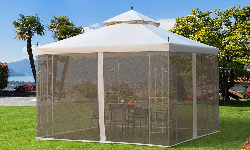 Image 1: Outsunny Steel Frame Outdoor Gazebo