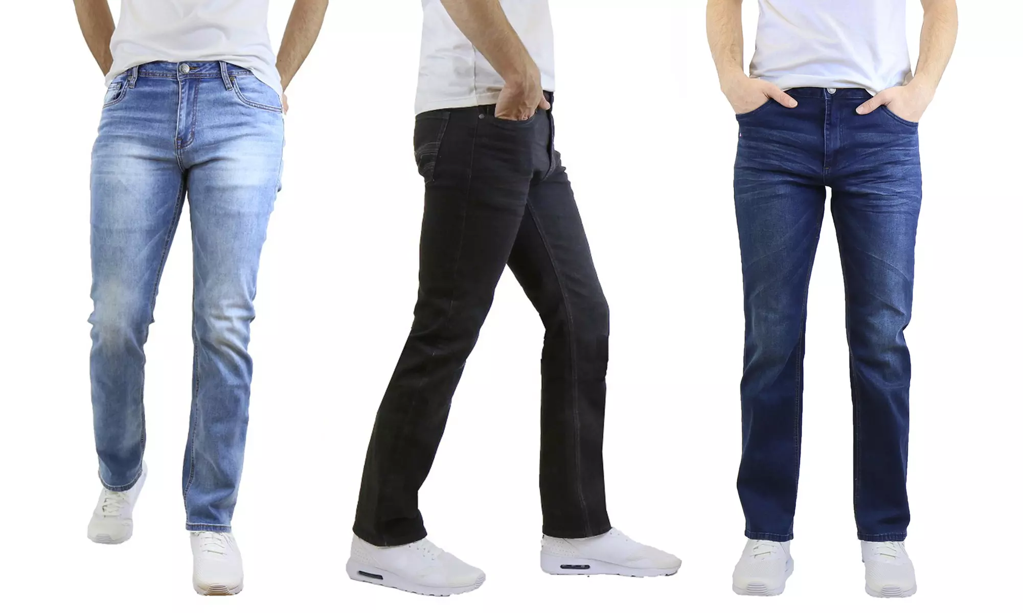 Men's Washed Straight-Leg Stretch Jeans (30-40) - Multiple Inseams - Primary Image