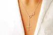 Italian Solid Sterling Silver Infinity Cross Lariat Necklace - Second Medium