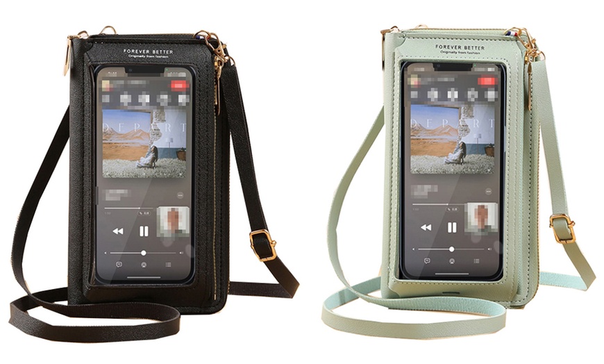 Image 24: Waterproof Crossbody Phone Bag with USB Charger Port