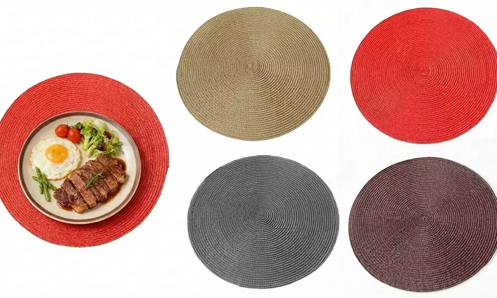 Set di 5 tovagliette rotonde intrecciate