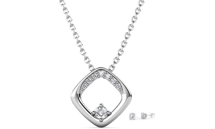 Image 5: Square Solitaire Pendant and Earrings Set 