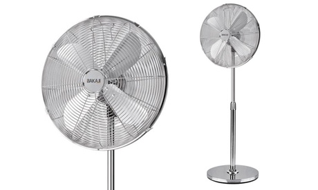 Ventilatore con piantana in acciaio inox 50 W con tre velocità e oscillazione orizzontale