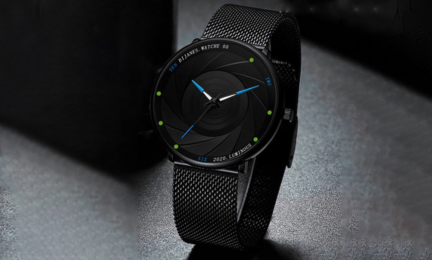 Image 6: Black Mesh Strap Quartz Watch