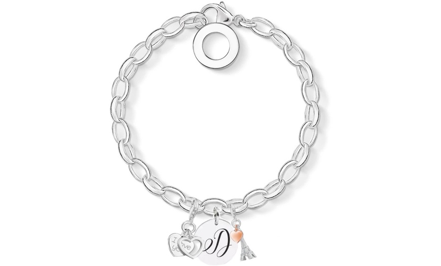 Image 5: Initial Charm Bracelet Made with Crystals from Swarovski®