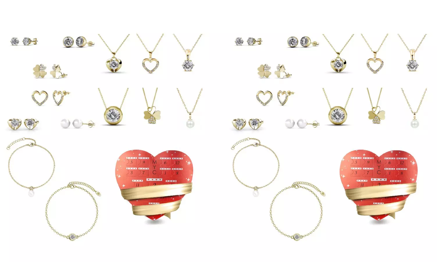 1 o 2 calendari dell'Avvento con 14 gioielli in cristallo