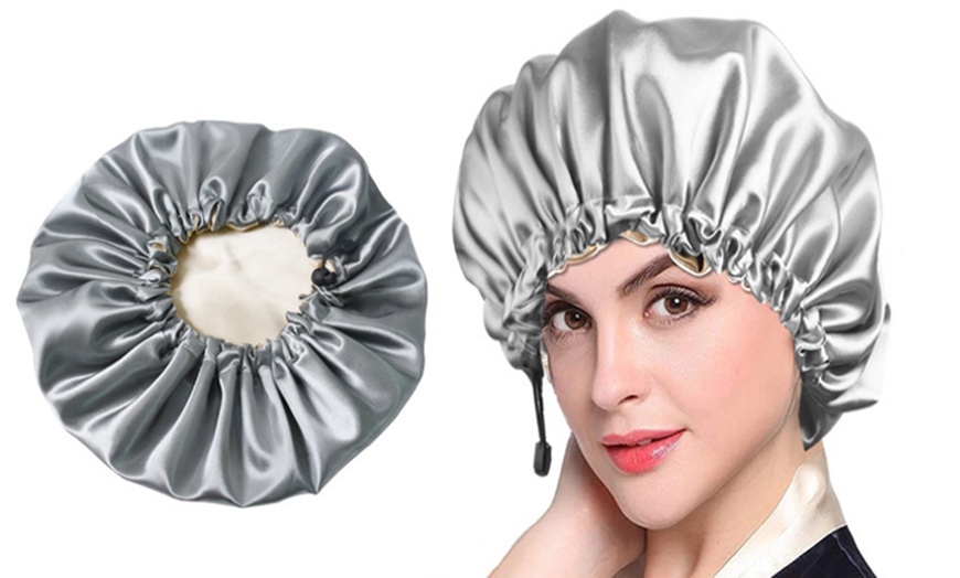 Image 9: Adjustable Satin Bonnet Night Sleep Cap