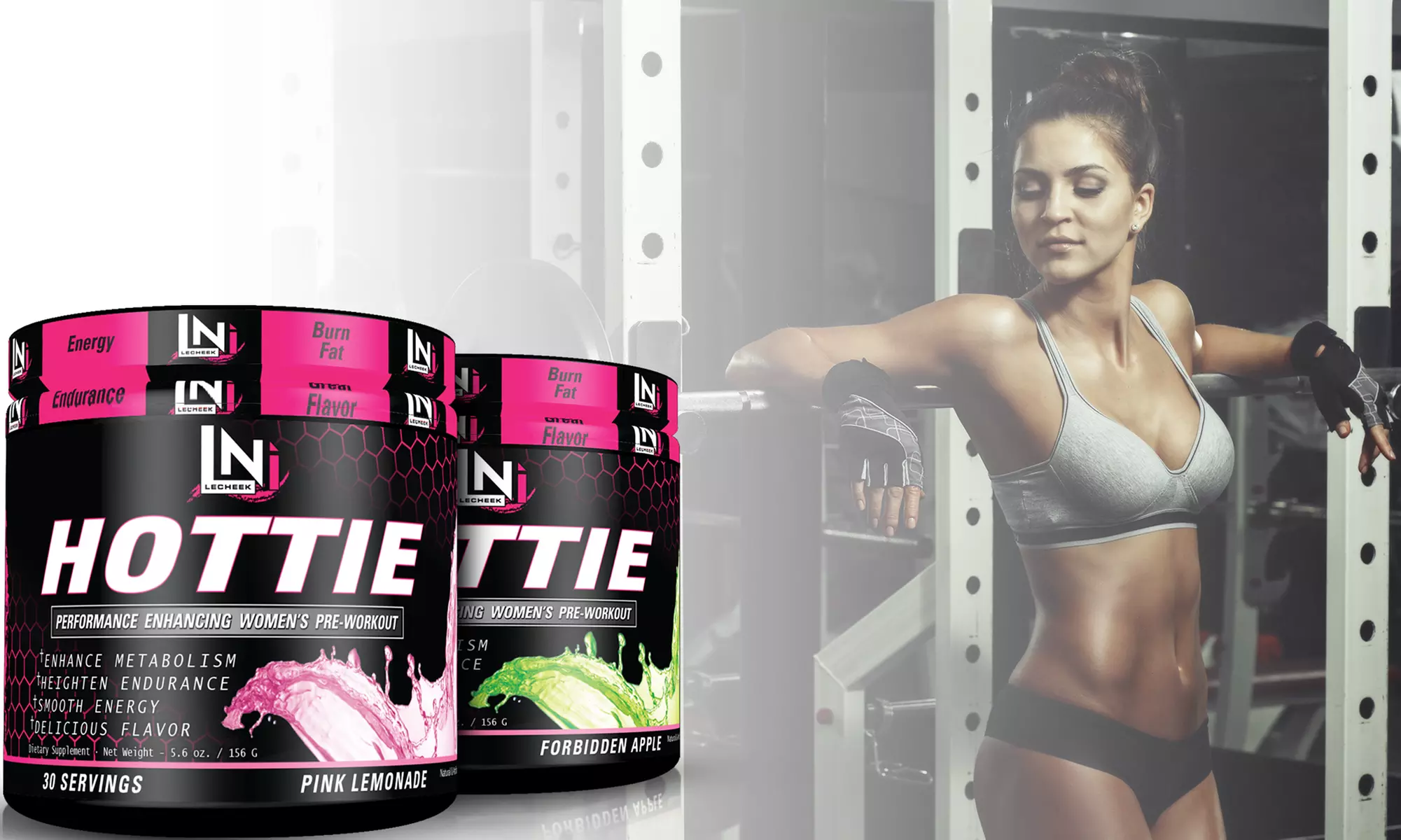 Lecheek Hottie Women's Pre-Workout Supplement in Pink Lemonade or Forbidden Apple; 30 Servings - Primary Image