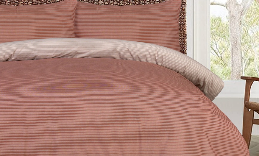 Image 15: Smart Living Soft Reversible Pinstripe Duvet Set 