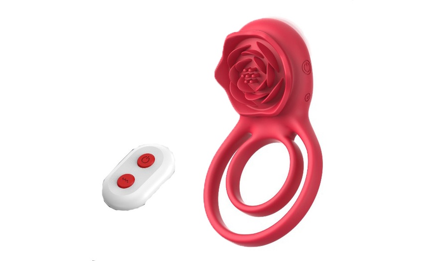 Image 2: 7 Vibrations Male Couple Sex Toy with Rose Clitoral Stimulator