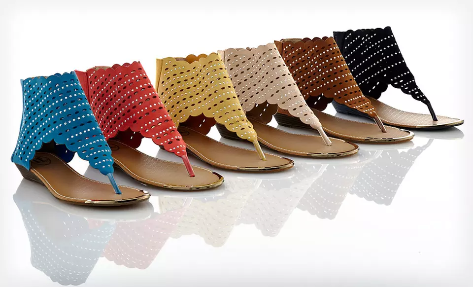 $21.99 for Carrini Gladiator Wedge Sandals ($45 List Price). Multiple Options Available. Free Shipping and Free Returns. - Primary Image