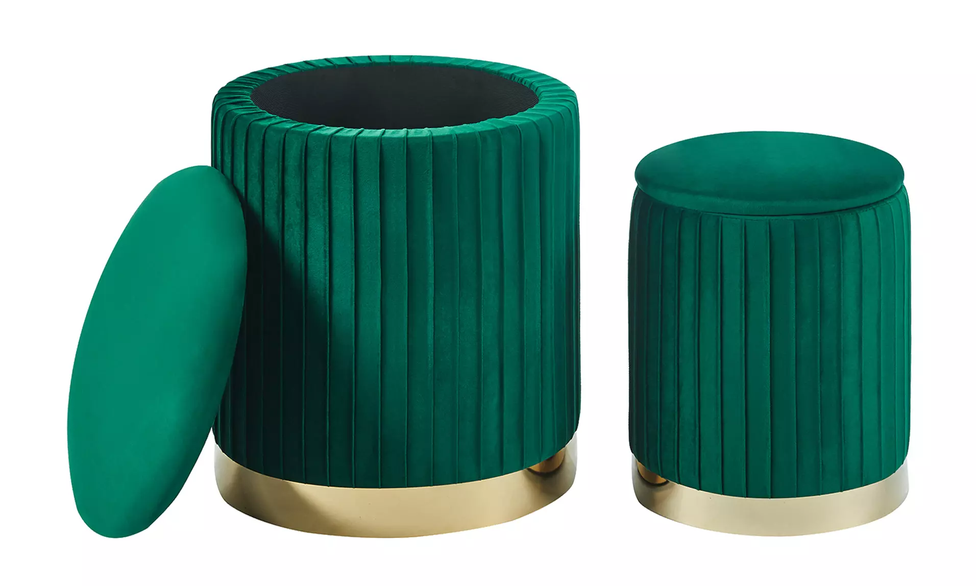 Set 2 velvet opberg-poefen