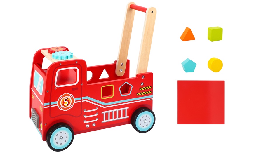 Image 1: Children's Fire Engine Push and Ride Toy