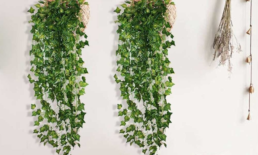 Image 2: 4Pcs Artificial Plants Ivy Vine Hanging Leaf Garland