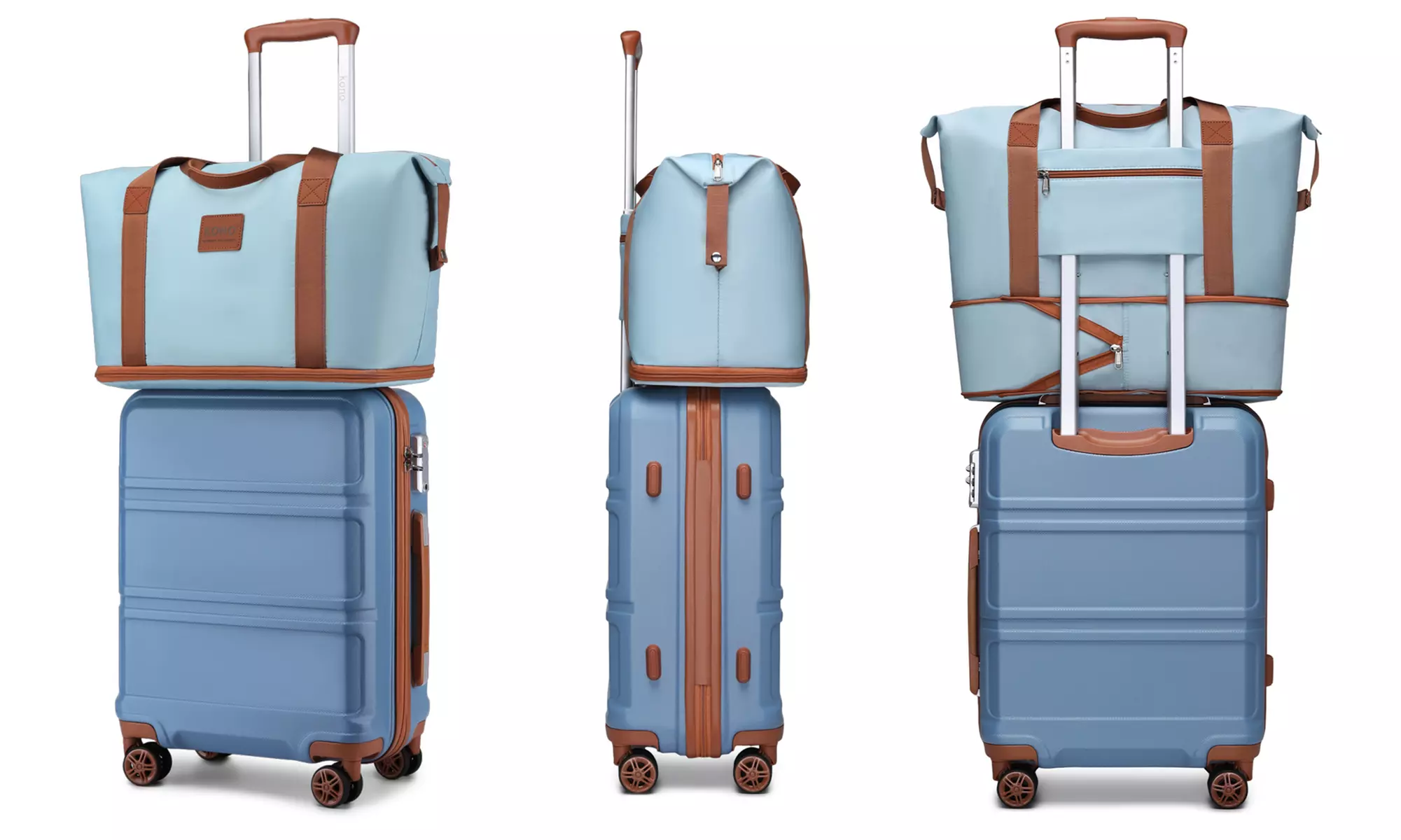 KONO ABS Hard Shell Suitcase Set with Holdall Bag And Toiletry Bag