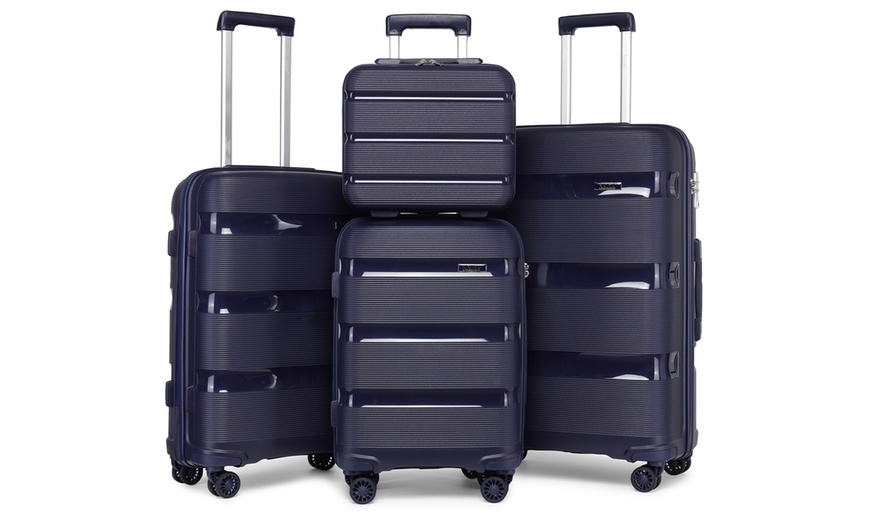 Image 1: One or Four pcs Navy PP Hard Shell Suitcase