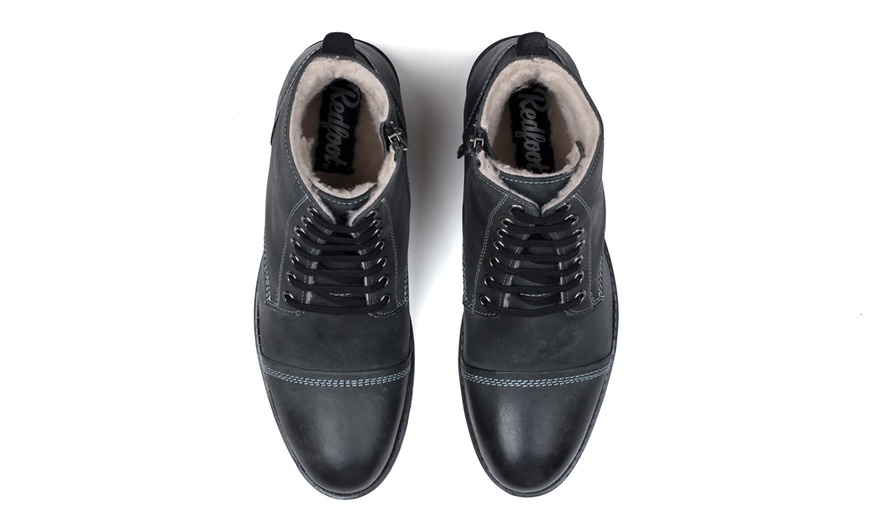 Image 20: Men's Fleece-Lined Leather Boots