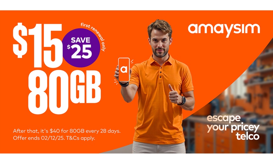 Image 1: Amaysim Mobile Plan $15 for 80GB every 28 Days