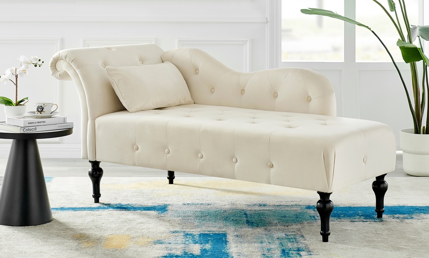 Image 9: Velvet Chaise Lounge Sofa 