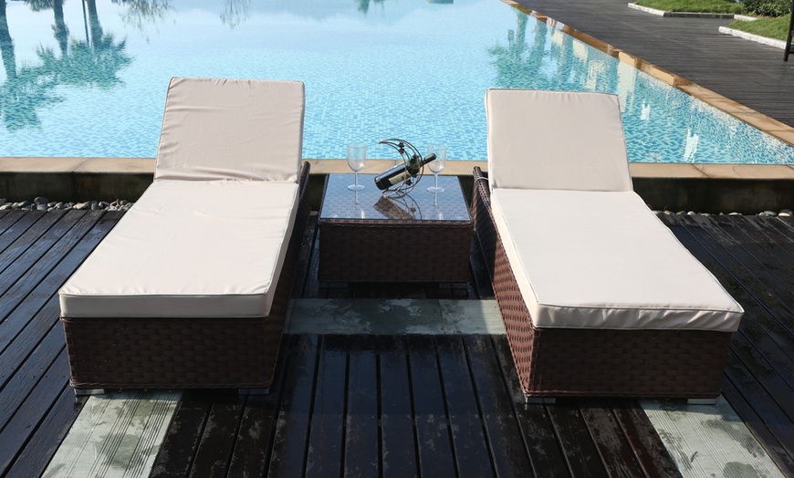 Image 6: Rattan-Effect Sun Lounger Set