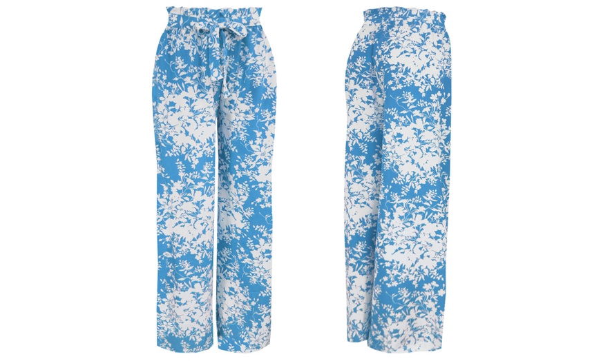 Image 10: Women's Wide-Legged Palazzo Floral-Print Pants