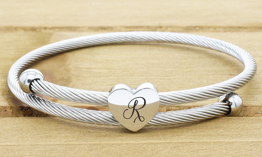 heart cable initial bracelet by pink box