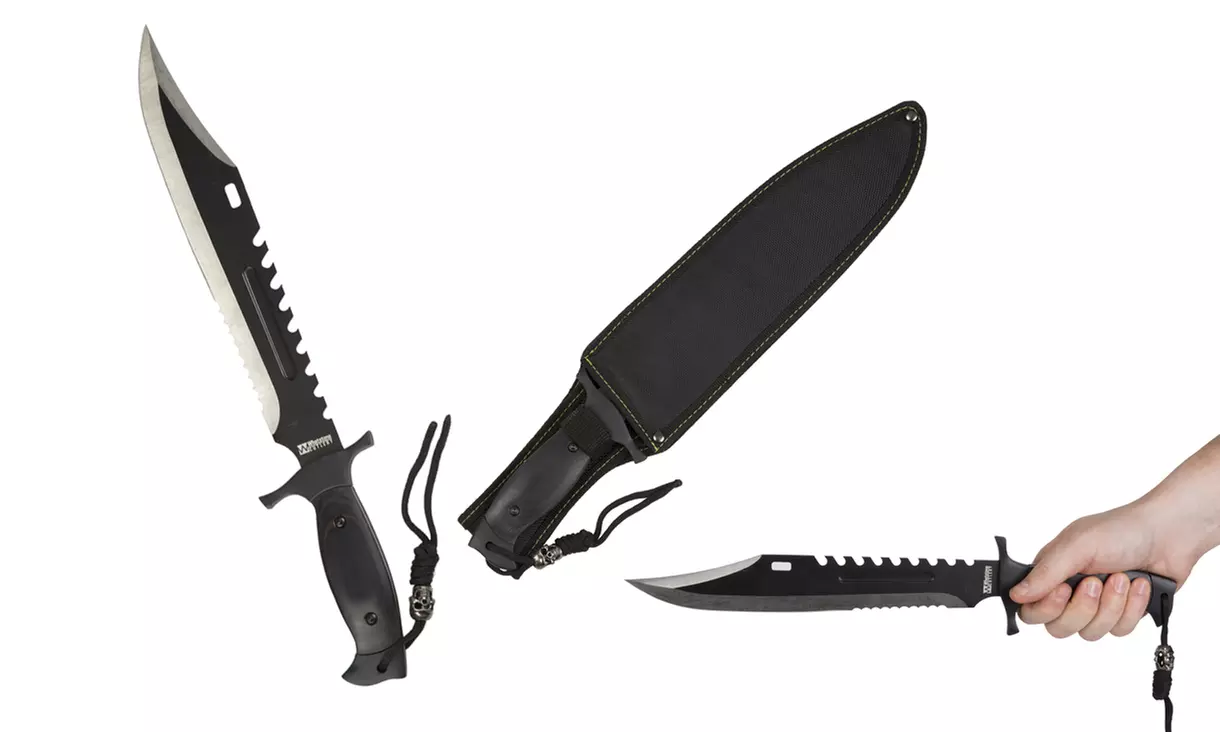 Whetstone 16" Bowie Knife Full-Tang Stainless Steel Clip Saber and Sheath - Second Medium