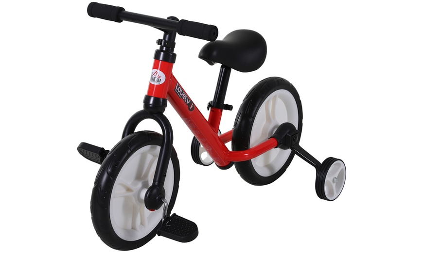 Image 2: HomCom Toddlers' Balance Bike with Removable Stabilisers