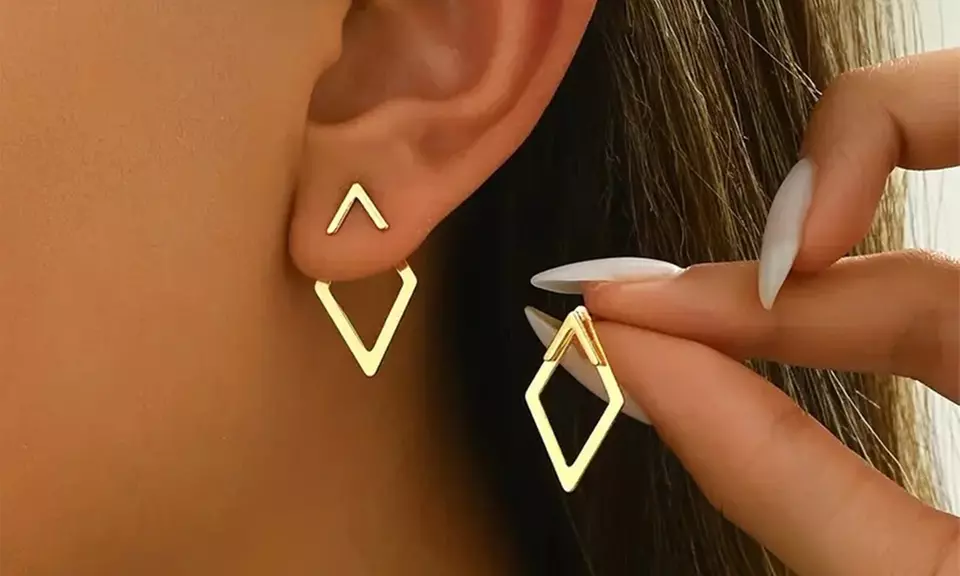 Geo Earrings and V Necklace Set