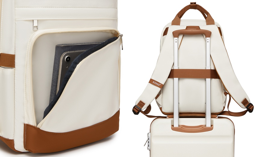 Image 13: KONO wasserabweisender Rucksack mit Laptopfach und USB-Anschluss